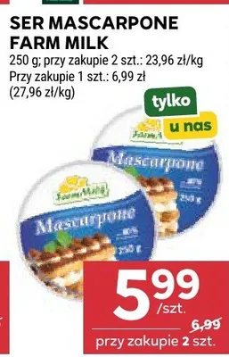 Ser Mascarpone Farm Milk promocja w Stokrotka