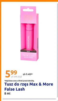 Tusz do rzęs Max & More False Lash promocja w Action