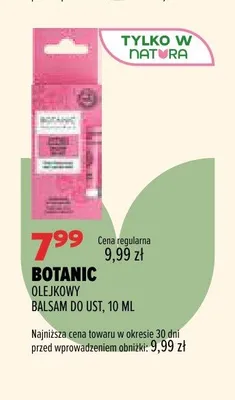 Olejkowy balsam do ust Botanic promocja w Drogerie Natura