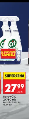 Zestaw spray Cif kuchnia + spray Cif łazienka 2-pak 750 ml promocja w Biedronka
