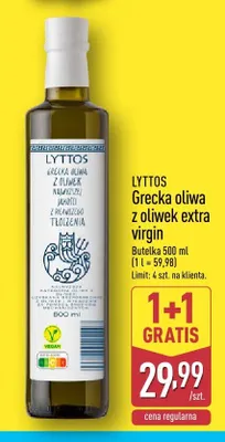 Grecka oliwa z oliwek extra virgin Lyttos promocja w Aldi