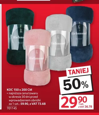 Koc Richmond 150x200 cm Essex promocja w Selgros