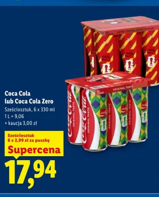 Napój gazowany Coca Cola Zero 6-pak 330ml promocja w Lidl