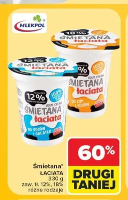 Śmietana Łaciata 18% promocja w Carrefour
