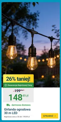 Girlanda ogrodowa 30 m LED promocja w ERLI