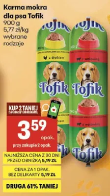 Karma mokra dla psa Tofik promocja w Delikatesy Centrum