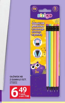 Ołówki HB z gumką Strigo promocja w Selgros