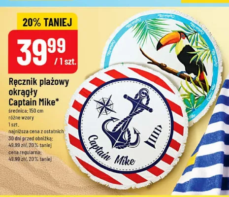 Ręcznik plażowy okrągły Captain Mike promocja w POLOmarket