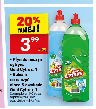 Balsam do naczyń aloes & awokado Gold Cytrus promocja w Twój Market