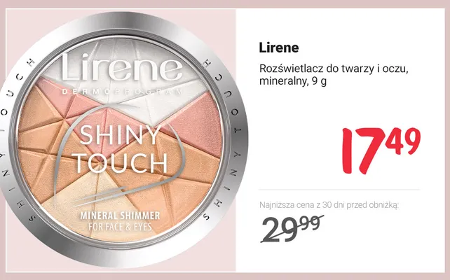 Rozświetlacz do twarzy i oczu mineralny Lirene promocja w Rossmann
