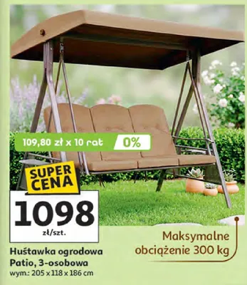 Huśtawka ogrodowa Patio, 3-osobowa promocja w Auchan