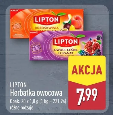 Herbatka owocowa owoce leśne i granat Lipton promocja w Aldi