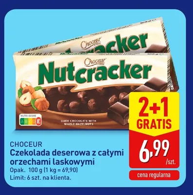 Czekolada deserowa z całymi orzechami laskowymi Choceur Nutcracker promocja w Aldi