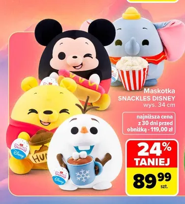 Maskotka Snackles Disney wys. 34 cm promocja w Carrefour