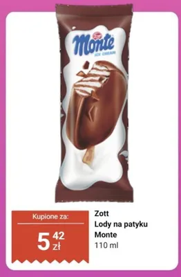 Lody na patyku Monte Zott promocja w Dino