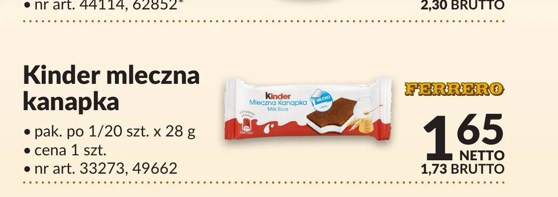 Kinder mleczna kanapka promocja w Makro