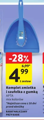 Komplet zmiotka i szufelka z gumką Apta promocja w Intermarche