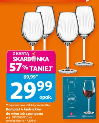 Komplet 4 kieliszków do wina lub szampana promocja w Auchan