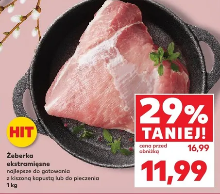 Żeberka ekstramięsne najlepsze do gotowania z kiszoną kapustą lub do pieczenia promocja w Kaufland