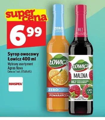 Syrop o smaku malinowym Łowicz promocja w TOPAZ