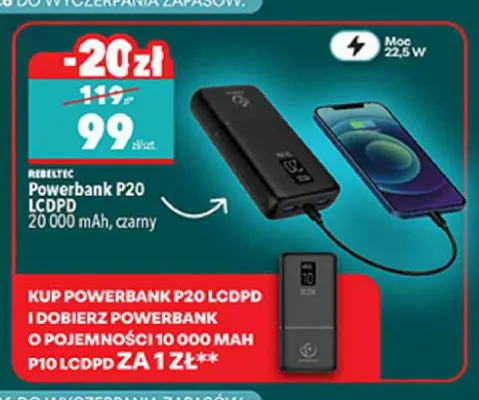 Powerbank P20 Lcdpd Rebeltec promocja w Biedronka