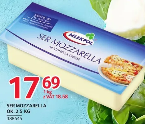 Ser mozzarella Mlekpol ok. 2,5kg promocja w Selgros