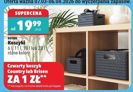Koszyki 6 l, 11 l, 18 l lub 28 l różne kolory promocja w Biedronka