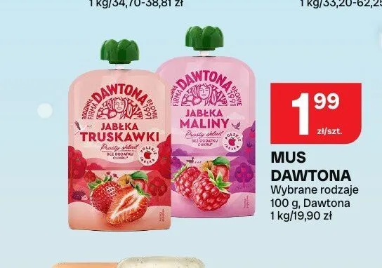 Mus owocowy Dawtona Jabłko Truskawka promocja w Chorten