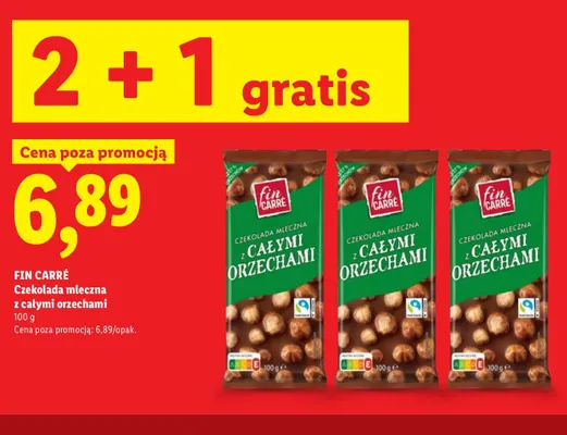 Czekolada mleczna z całymi orzechami Fin Carré promocja w Lidl