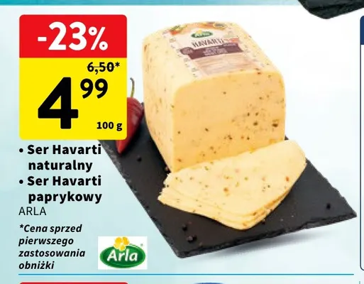 Ser Havarti naturalny Arla promocja w Intermarche