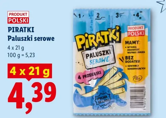 Paluszki serowe Piratki 4-pak 21 g promocja w Lidl