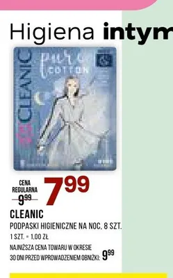 Podpaski higieniczne na noc Cleanic promocja w Drogerie Natura