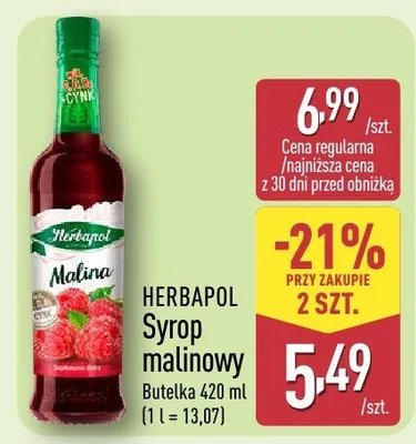 Syrop malinowy promocja w Aldi