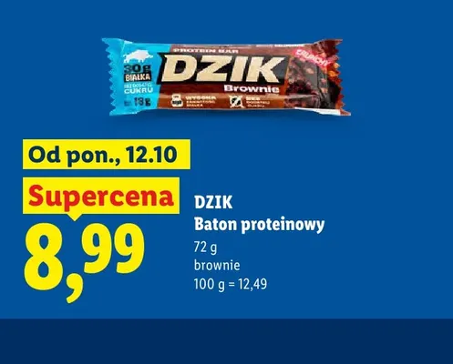 Baton proteinowy brownie Dzik promocja w Lidl