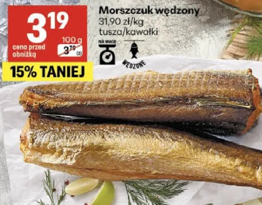 Morszczuk wędzony tusza/kawałki promocja w Delikatesy Centrum