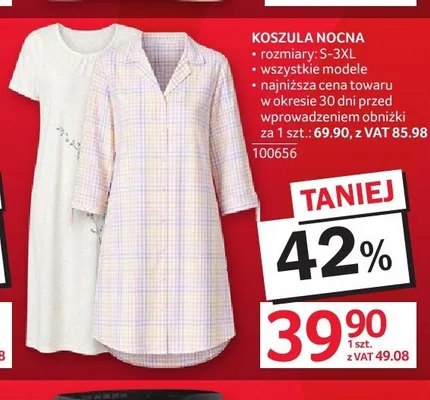 Koszula nocna promocja w Selgros
