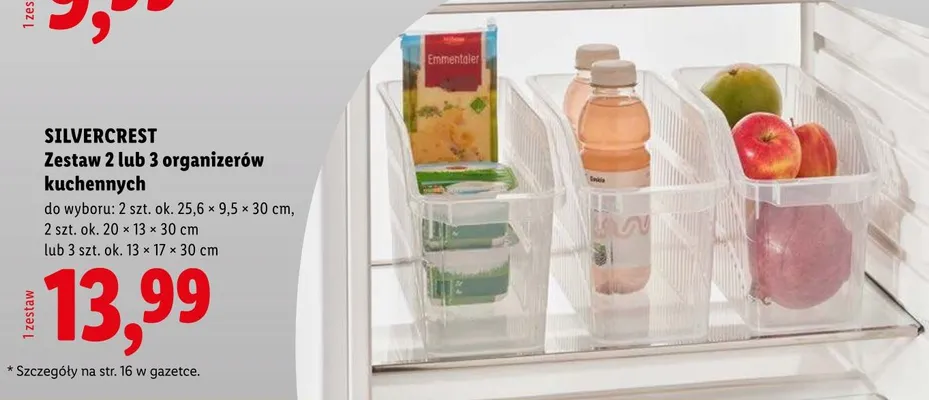 Zestaw 3 organizerów kuchennych SilverCrest 13×17×30cm promocja w Lidl