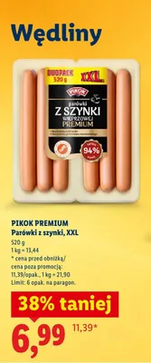 Parówki z szynki, XXL promocja w Lidl