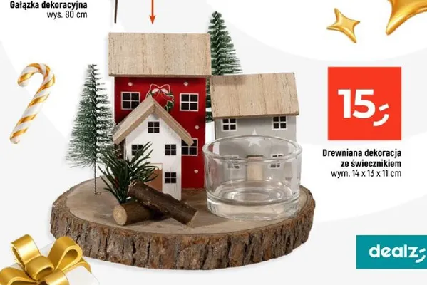 Drewniana dekoracja ze świecznikiem promocja w Dealz