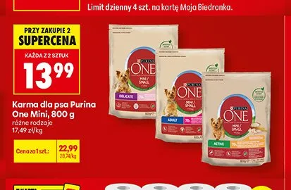Karma dla psa Purina One Mini promocja w Biedronka