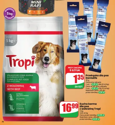 Sucha karma dla psa z wołowiną Tropi promocja w Dino