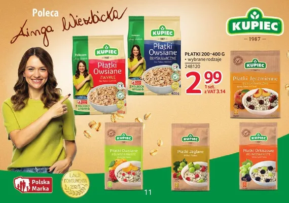 Płatki wybrane rodzaje Kupiec 200-400g promocja w Selgros