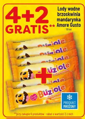 Lody wodne Buziole słodka brzoskwinia Amore Gusto promocja w POLOmarket