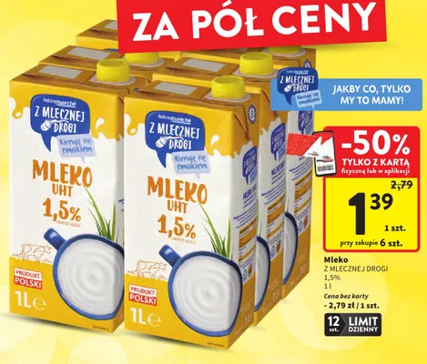 Mleko UHT Z Mlecznej Drogi 1,5% promocja w Intermarche