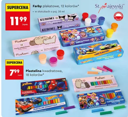 Farby plakatowe, 12 kolorów promocja w Biedronka