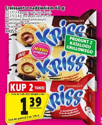Croissant z nadzieniem waniliowo-truskawkowym Kriss promocja w Prim Market