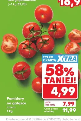 Pomidory na gałązce luzem promocja w Kaufland