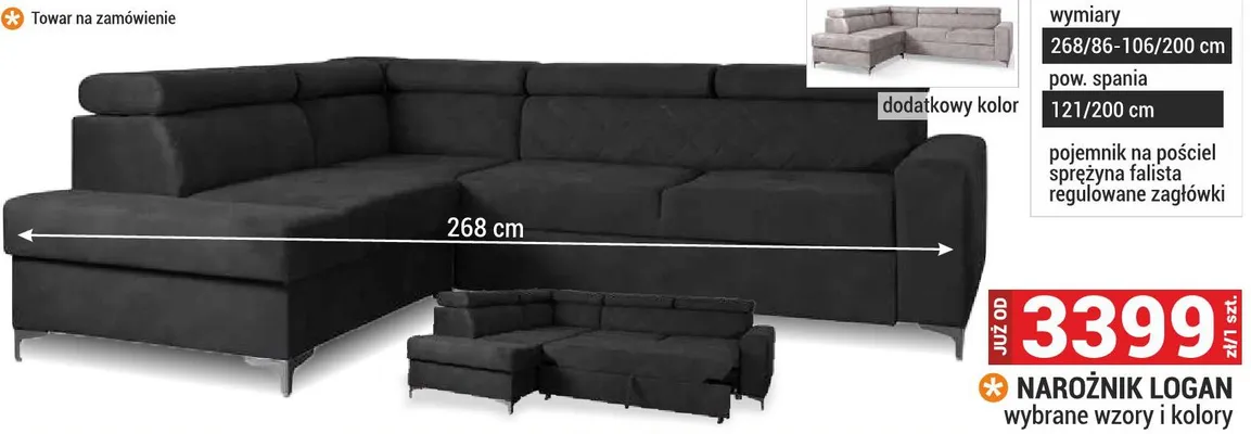 Narożnik Logan wybrane wzory i kolory promocja w Merkury Market