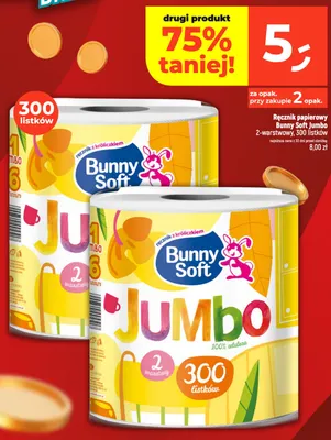 Ręcznik papierowy Bunny Soft Jumbo 2-warstwowy 300 listków promocja w Dealz