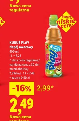Napój owocowy Kubuś Play promocja w Lidl